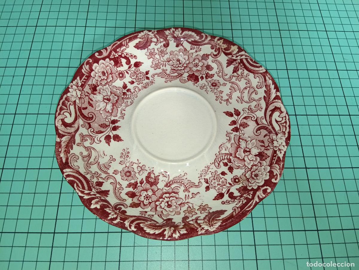 Antig&uuml;edades: Antiguo Platillo de T&eacute; Caf&eacute; La Cartuja de Sevilla Pickman Serie 202 Rosa