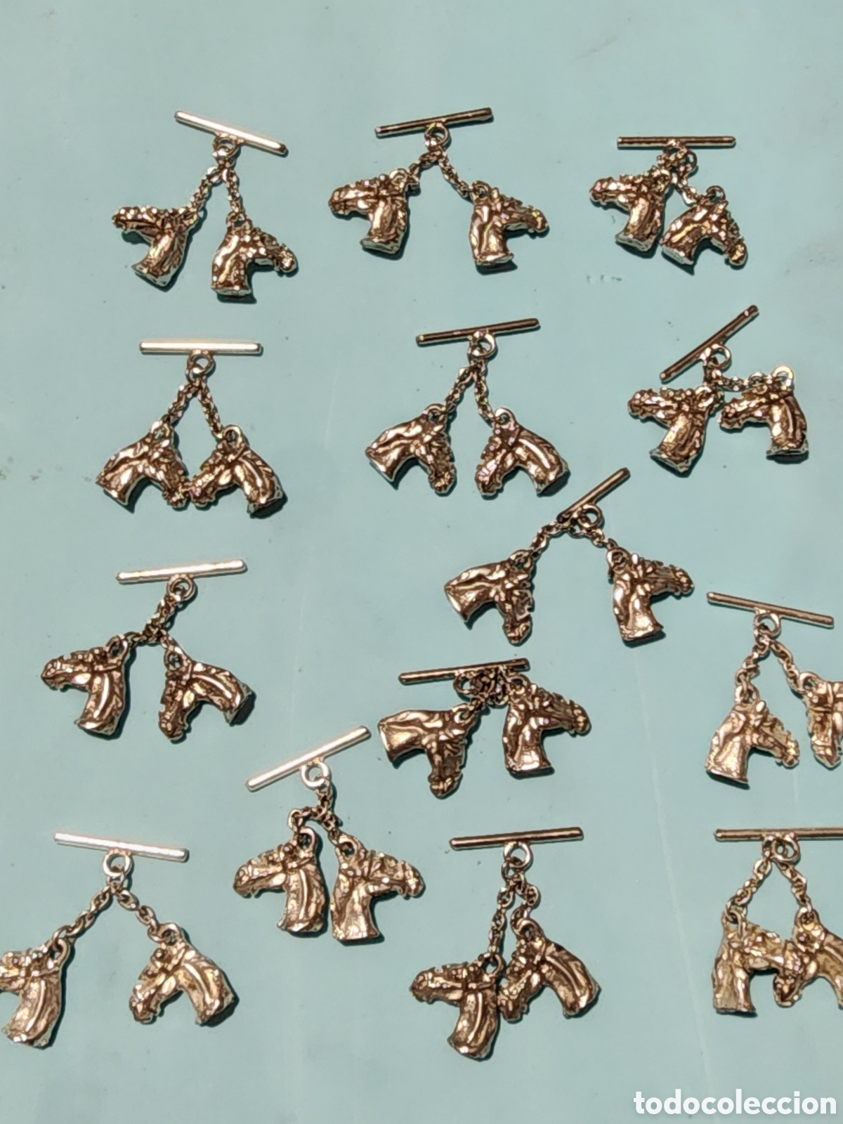 Antig&uuml;edades: LOTE 14 PASADORES / GEMELOS ECUESTRES &rdquo;CABEZAS DE CABALLO&rdquo; - METAL PLATEADO