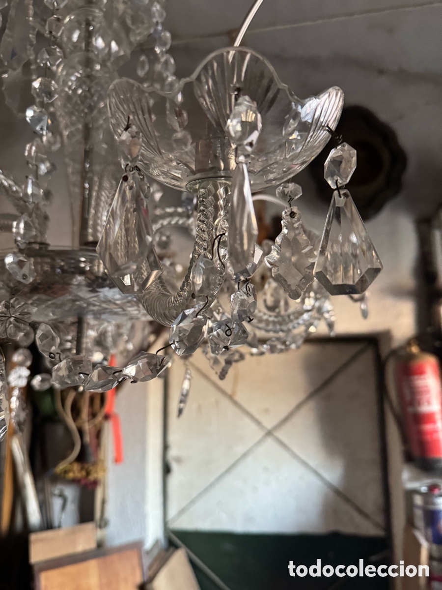 Antig&uuml;edades: L&aacute;mpara de cristal de cinco brazos - Foto 5