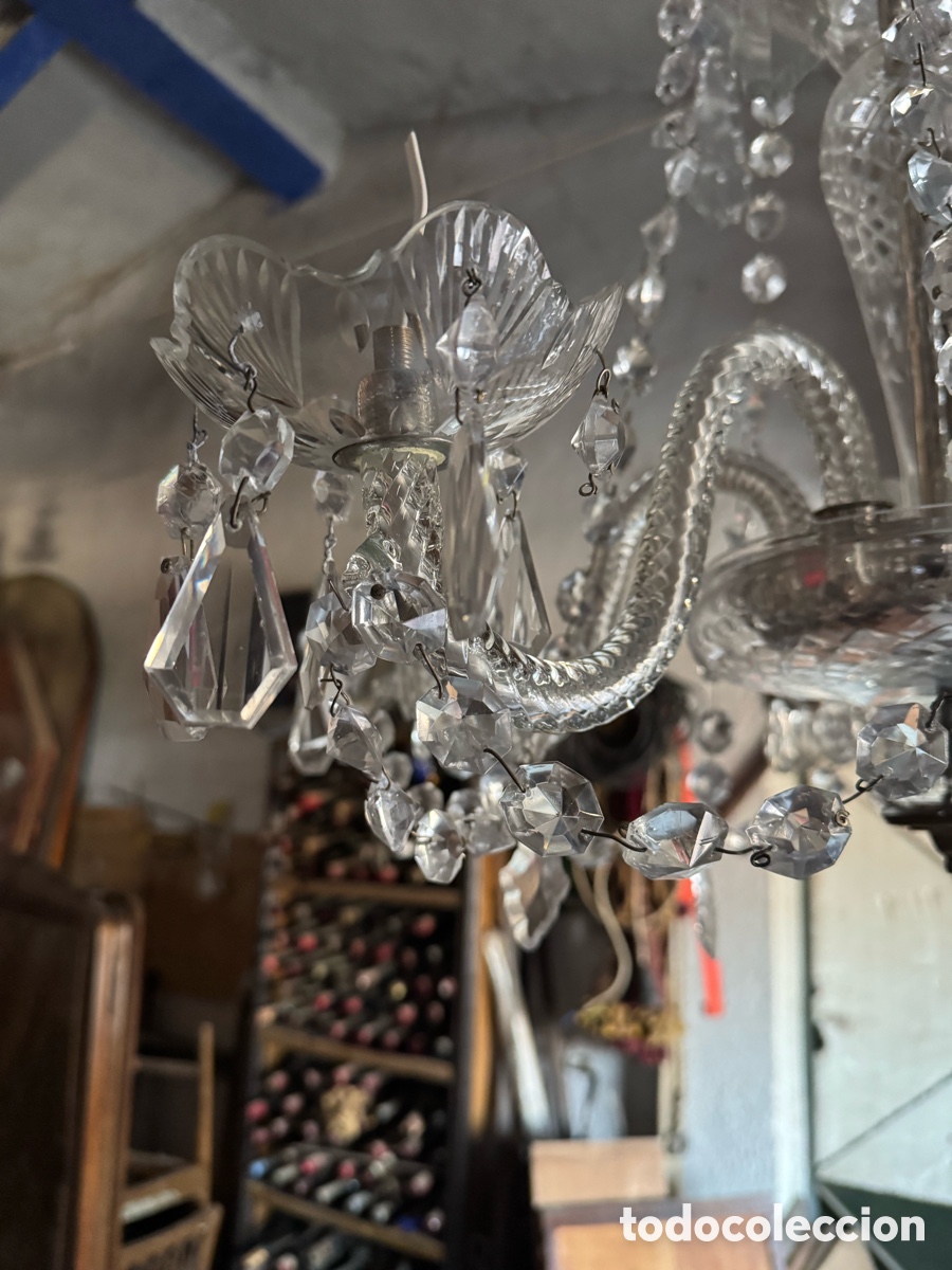 Antig&uuml;edades: L&aacute;mpara de cristal de cinco brazos - Foto 6