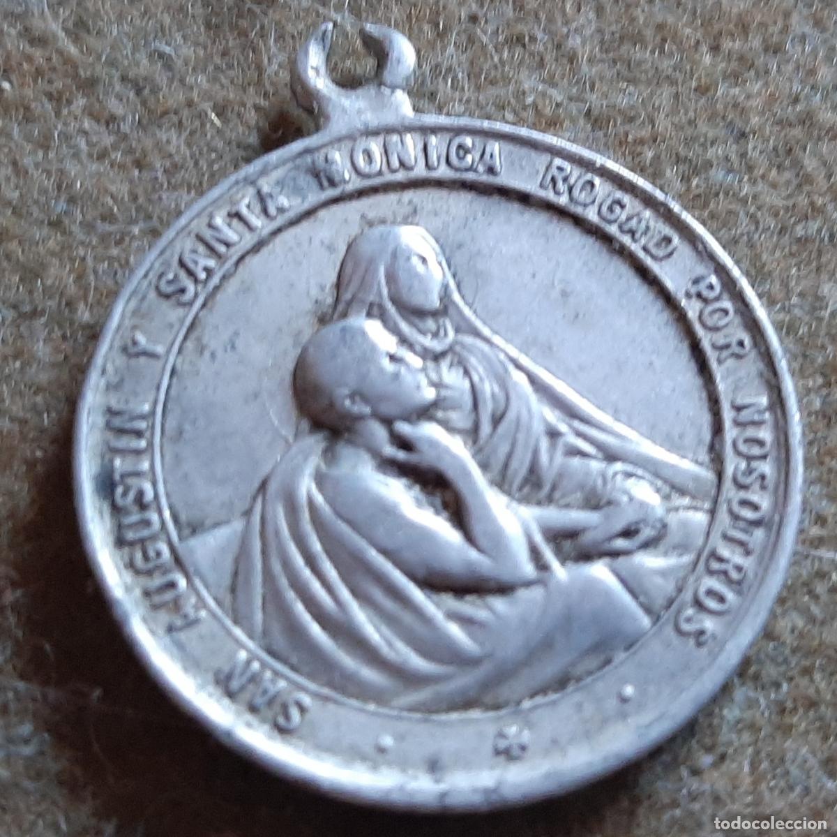 Antig&uuml;edades: ANTIGUA MEDALLA DE ALUMINIO CON IMAGEN DE SAN AGUSTIN Y SANTA MONICA - REV. NTRA SRA. CONSOLACION.