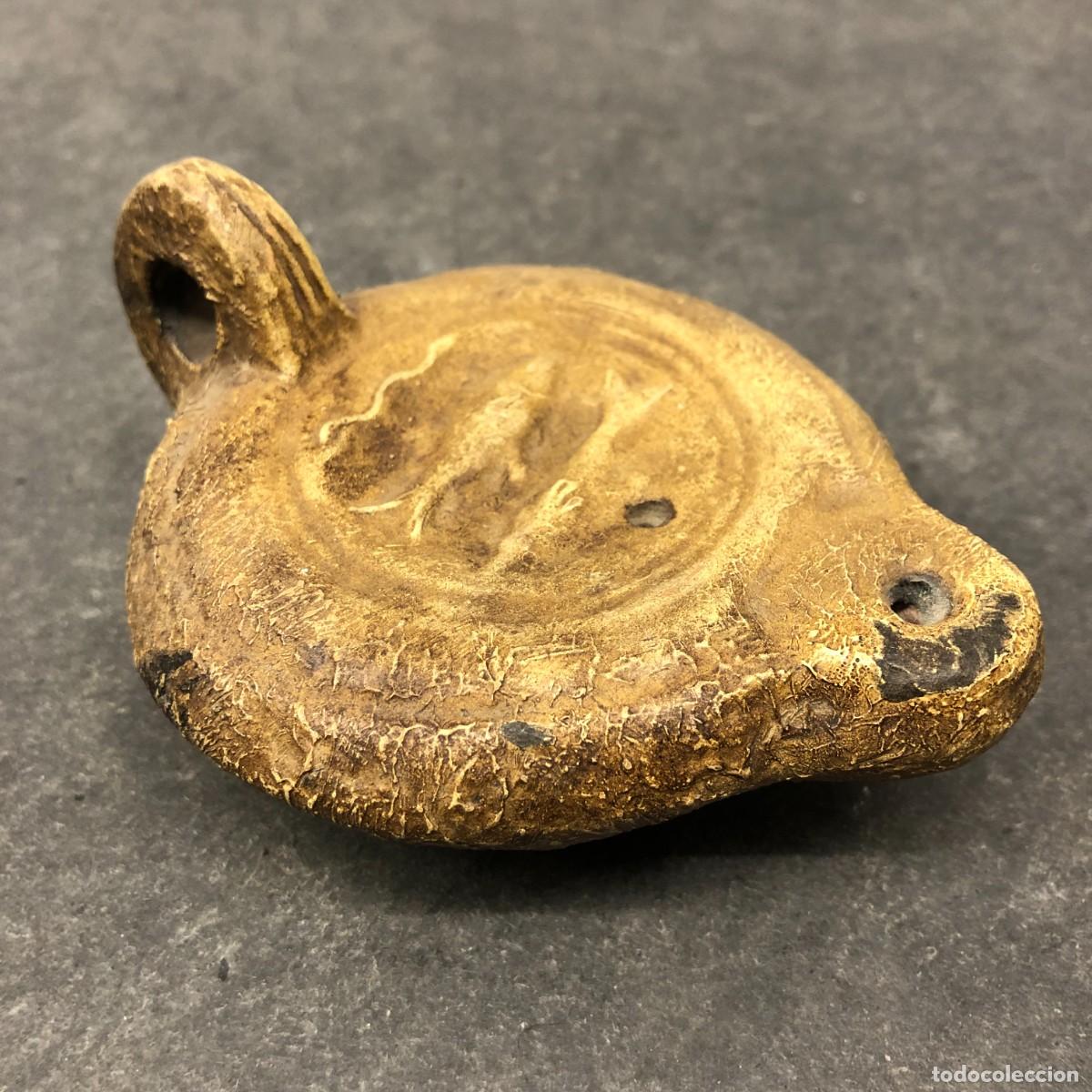 Antig&uuml;edades: ANTIGUA LUCERNA - LAMPARA DE ACEITE - DE TERRACOTA - &Eacute;POCA ROMANA TARD&Iacute;A - 10,5 X 8 X 4,5 CM / 498
