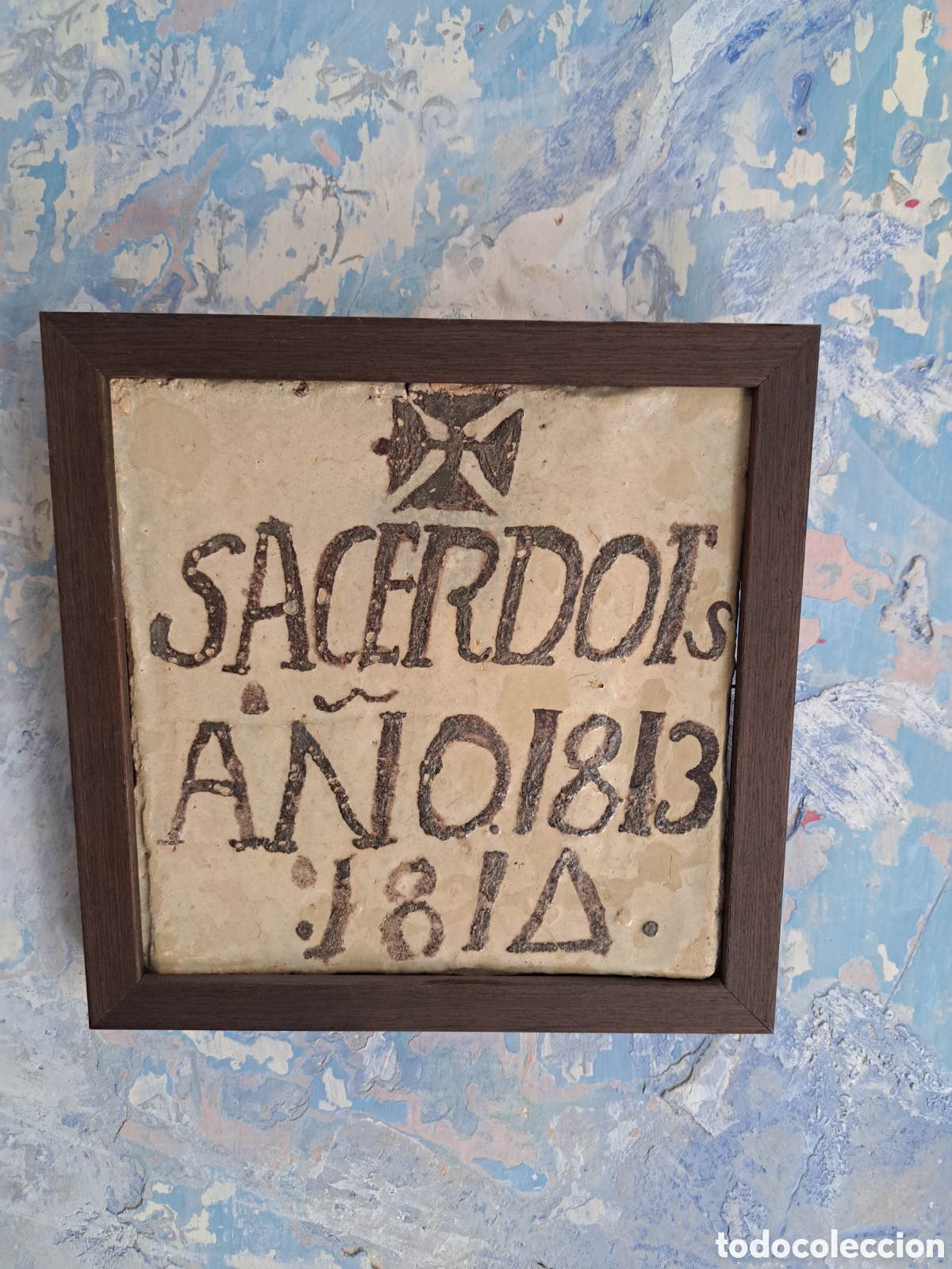 Antig&uuml;edades: Azulejo placa teruel sacerdote 1813 -14