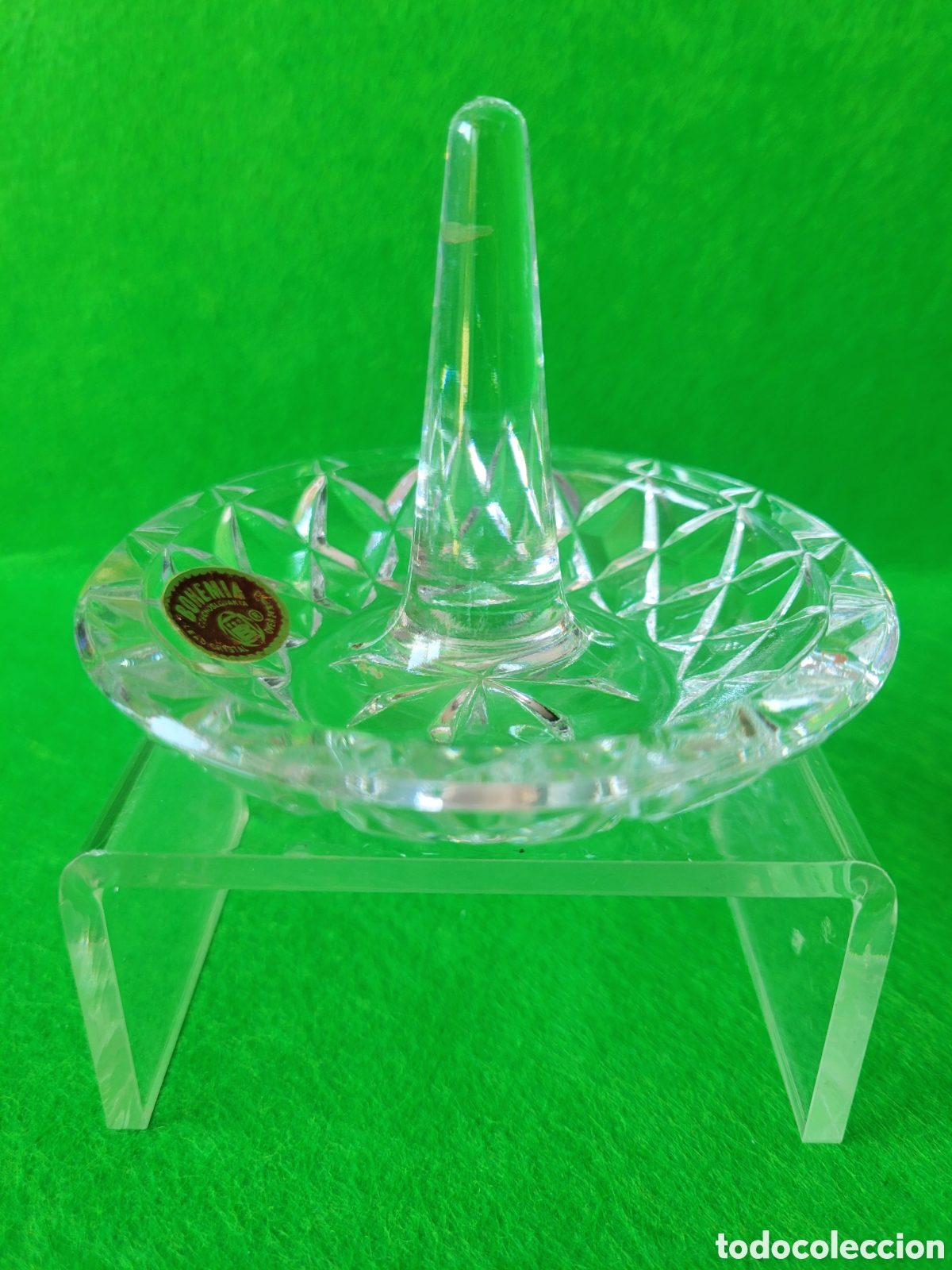 Antig&uuml;edades: SOPORTE ANILLERO CRISTAL DE BOHEMIA