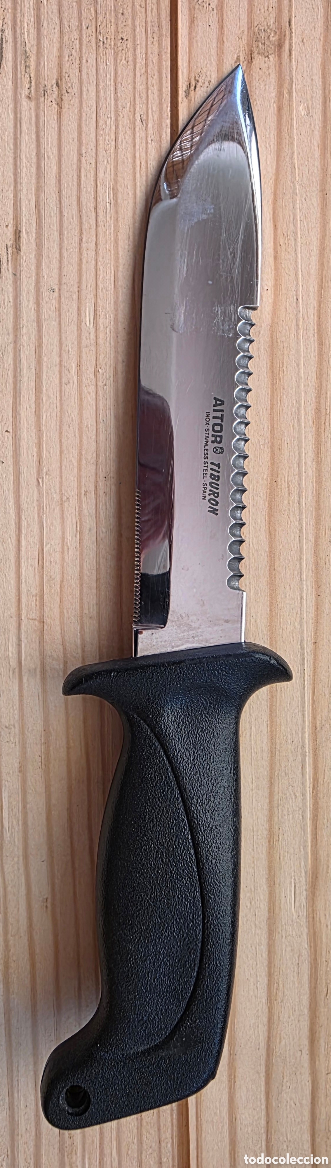 Antig&uuml;edades: AITOR TIBUR&Oacute;N 485 ANTIGUO CUCHILLO SUBMARINISMO BUCEO ESPA&Ntilde;A + FUNDA ORIGINAL