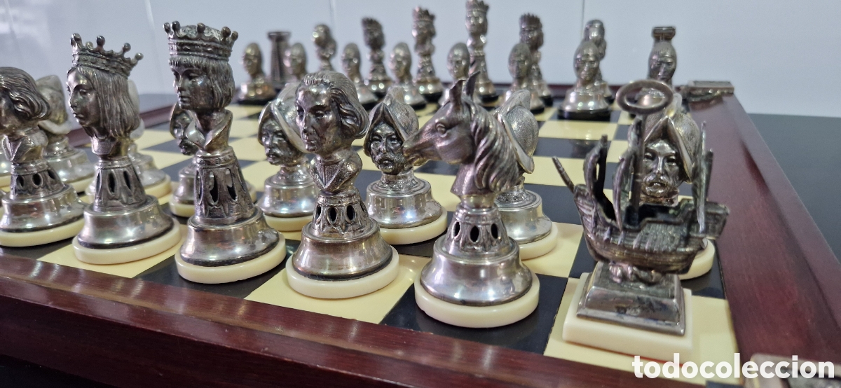 Antiguidades: Ajedrez plata 925 Conmemoraci&oacute;n del Descubrimiento de Am&eacute;rica