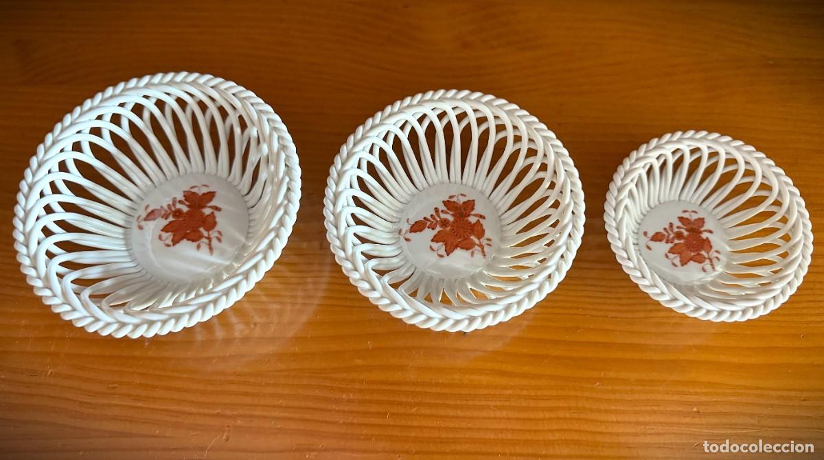 Oggetti Antichi: Cestas de porcelana Herend Hungr&iacute;a conjunto de 3 unidades