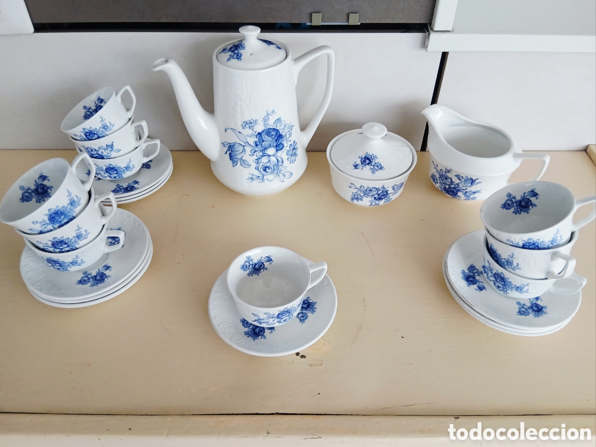 Antig&uuml;edades: Antiguo juego de caf&eacute; / t&eacute; Pontesa Chinamode Ironstone - Azul Cobalto (10 servicios - 23 piezas)