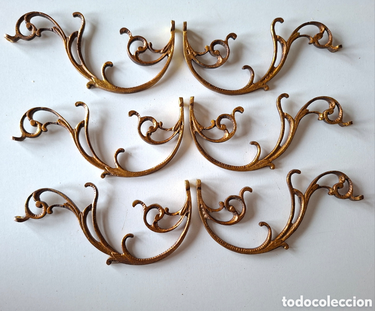 Antig&uuml;edades: 6 EMBELLECEDORES DE BRONCE PARA L&Aacute;MPARAS O MUEBLES - ADORNOS REPUESTOS