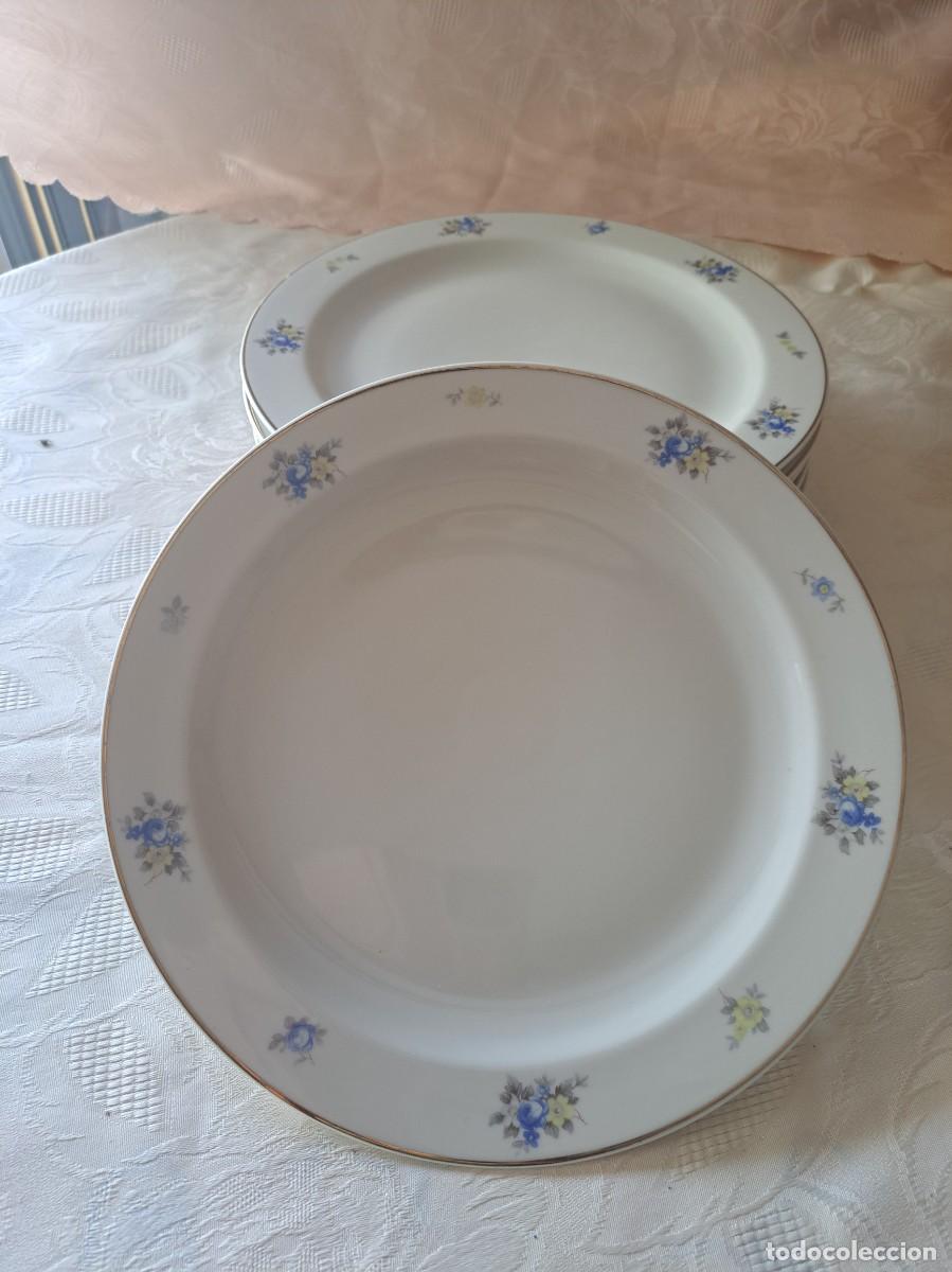 Antig&uuml;edades: Lote de 8 platos llanos de porcelana Langenthal Suisse, floren en azul