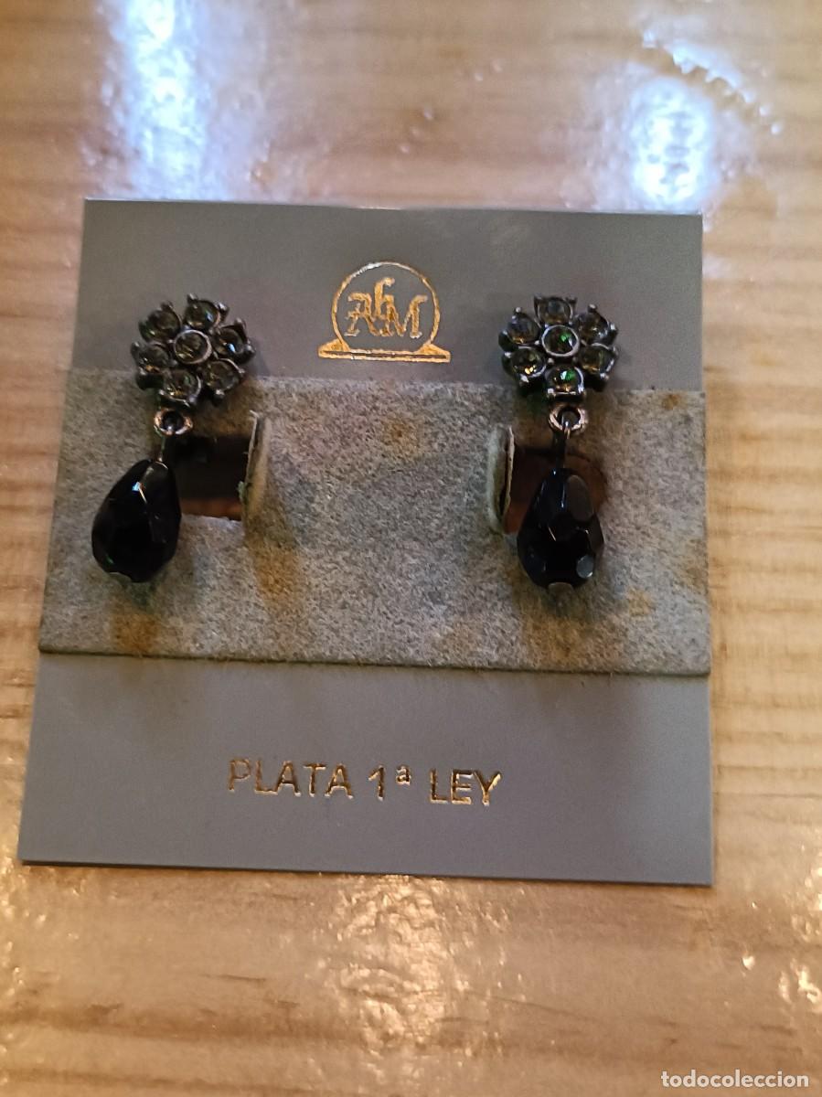 Antig&uuml;edades: PENDIENTES PLATA LEY CRISTAL O AZABACHE
