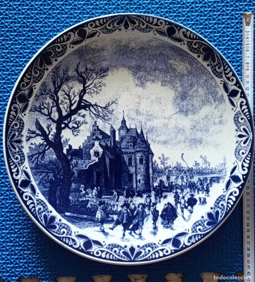 Antig&uuml;edades: Plato decorativo 42 cm cer&aacute;mica Delft