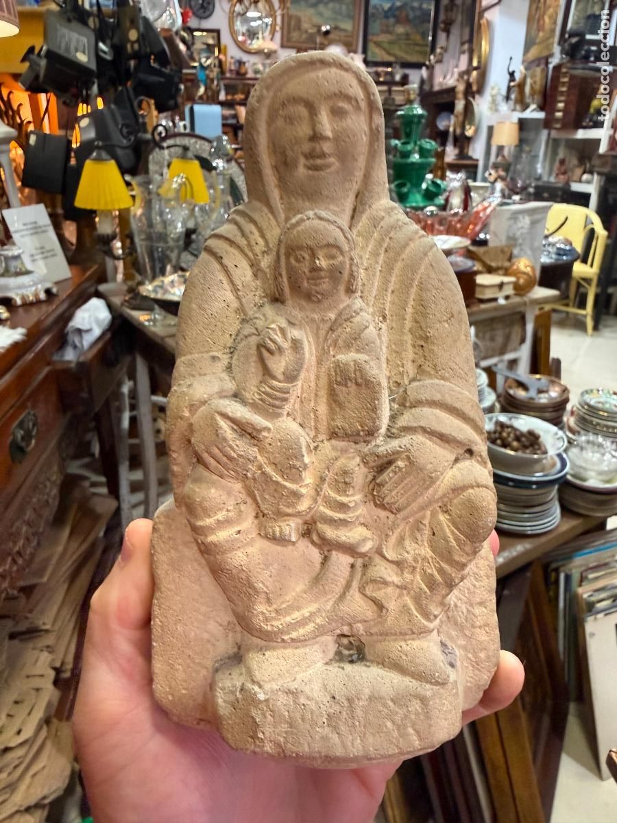 Antig&uuml;edades: VIRGEN CON NI&Ntilde;O JESUS DE TERRACOTA - MEDIDA 20 CM - RELIGIOSO