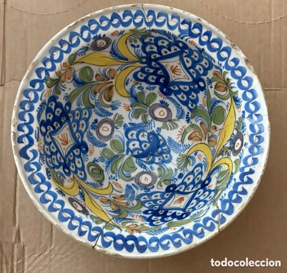 Antiquit&eacute;s: Cuenco Cer&aacute;mica Manises S.XIX 25.5 cm