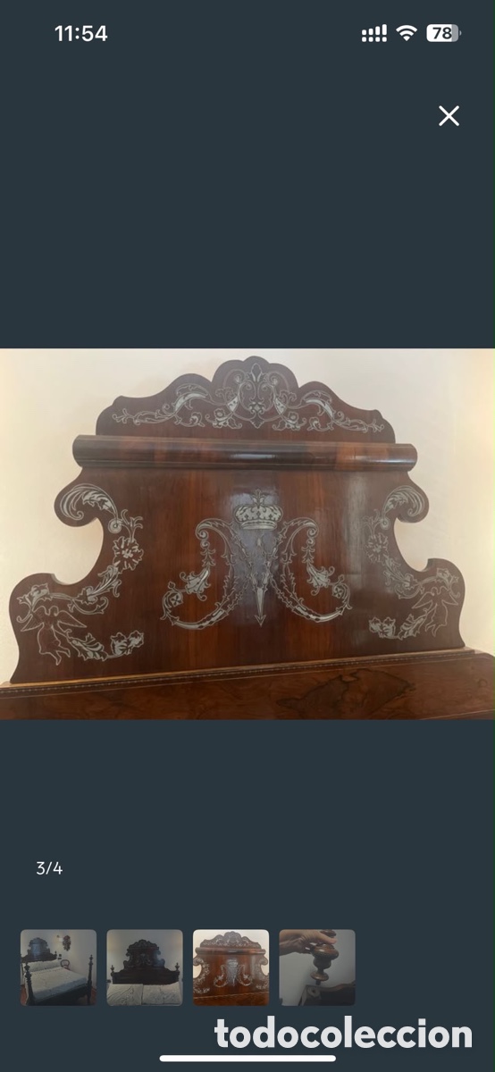 Antig&uuml;edades: Cama marqueter&iacute;a caoba