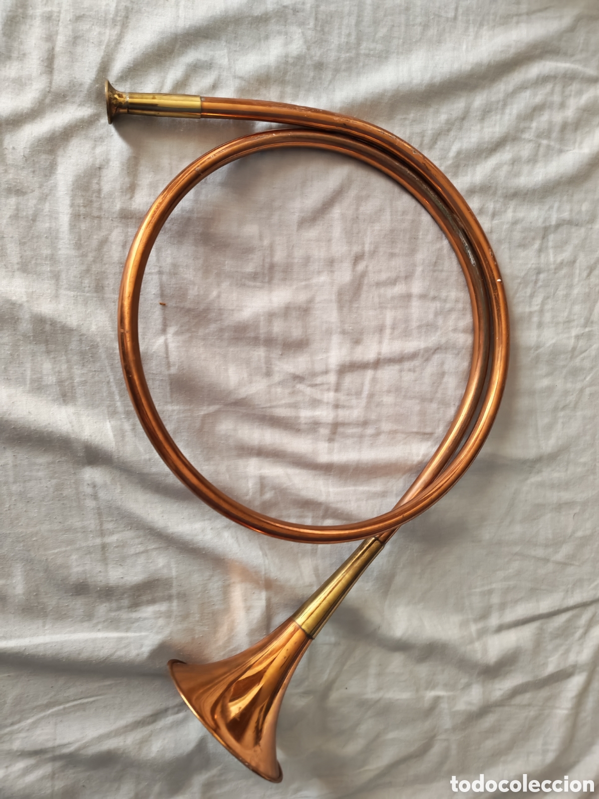 Antig&uuml;edades: Trompa de Posta Antigua - Instrumento de Viento Decorativo - Estilo Vintage