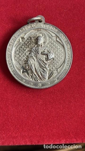 Antig&uuml;edades: medalla Sagrando Coraz&oacute;n de Jes&uacute;s 1905, 4cm diametro, 27 grs