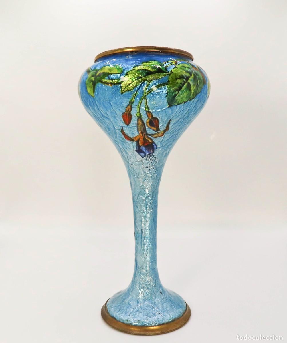 Antiques: JARR&Oacute;N FAUR&Eacute; MARTY LIMOGES &Eacute;MAIL SUR CUIVRE ART NOUVEAU FLORAL