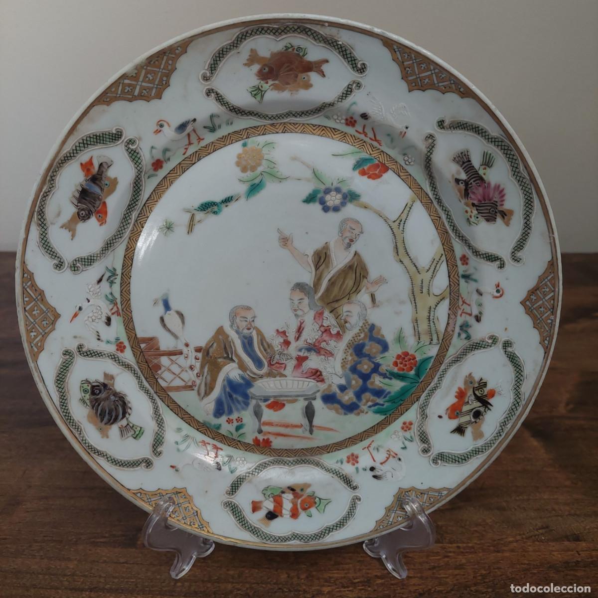 Antig&uuml;edades: Plato porcelana china La visita del Doctor Cornelis Pronk 1740