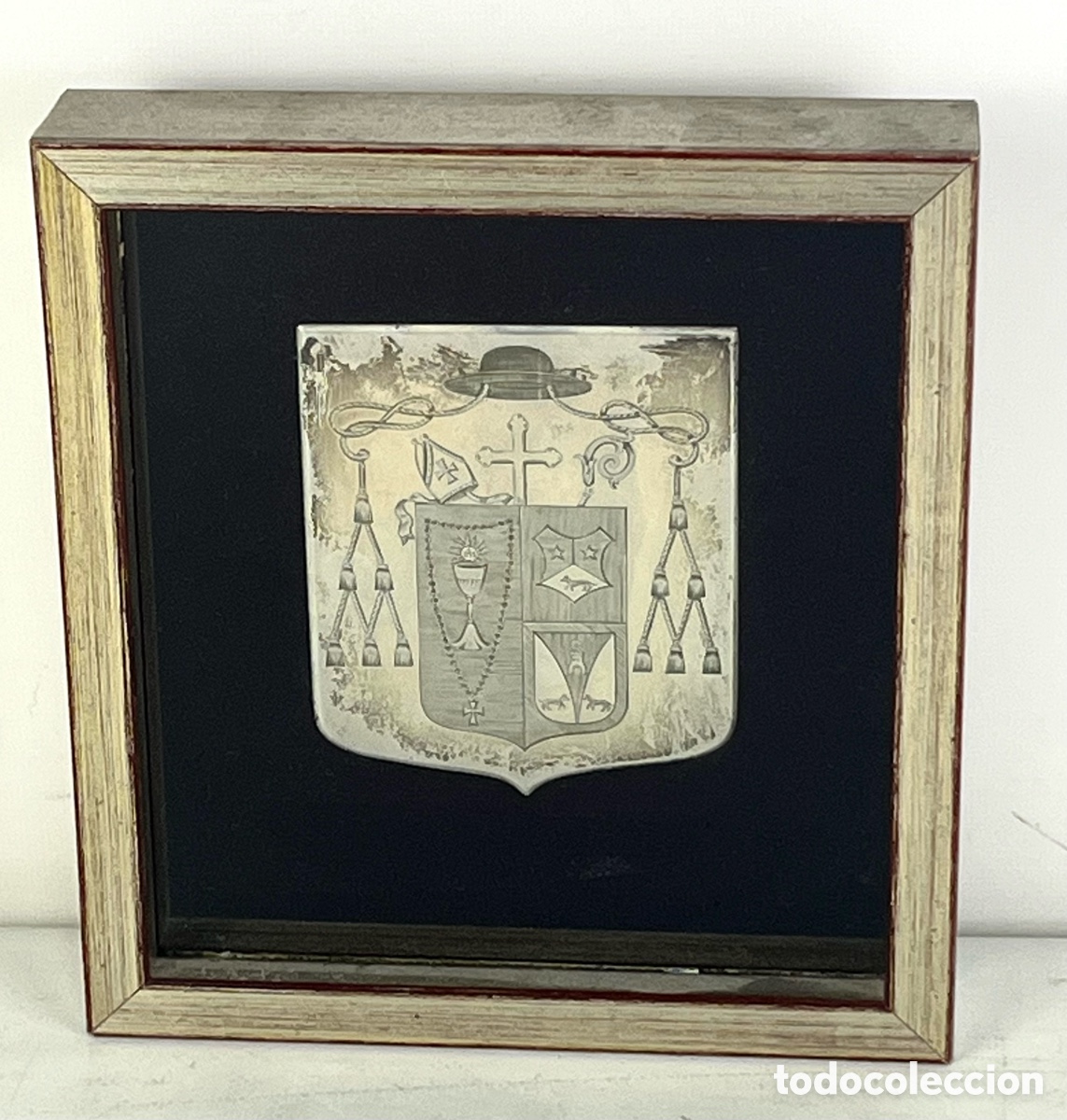 Antig&uuml;edades: IMPORTANTE ESCUDO EPISCOPAL EN PLATA DEL OBISPO MATEO M&Uacute;GICA URRESTARAZU (1870-1968)