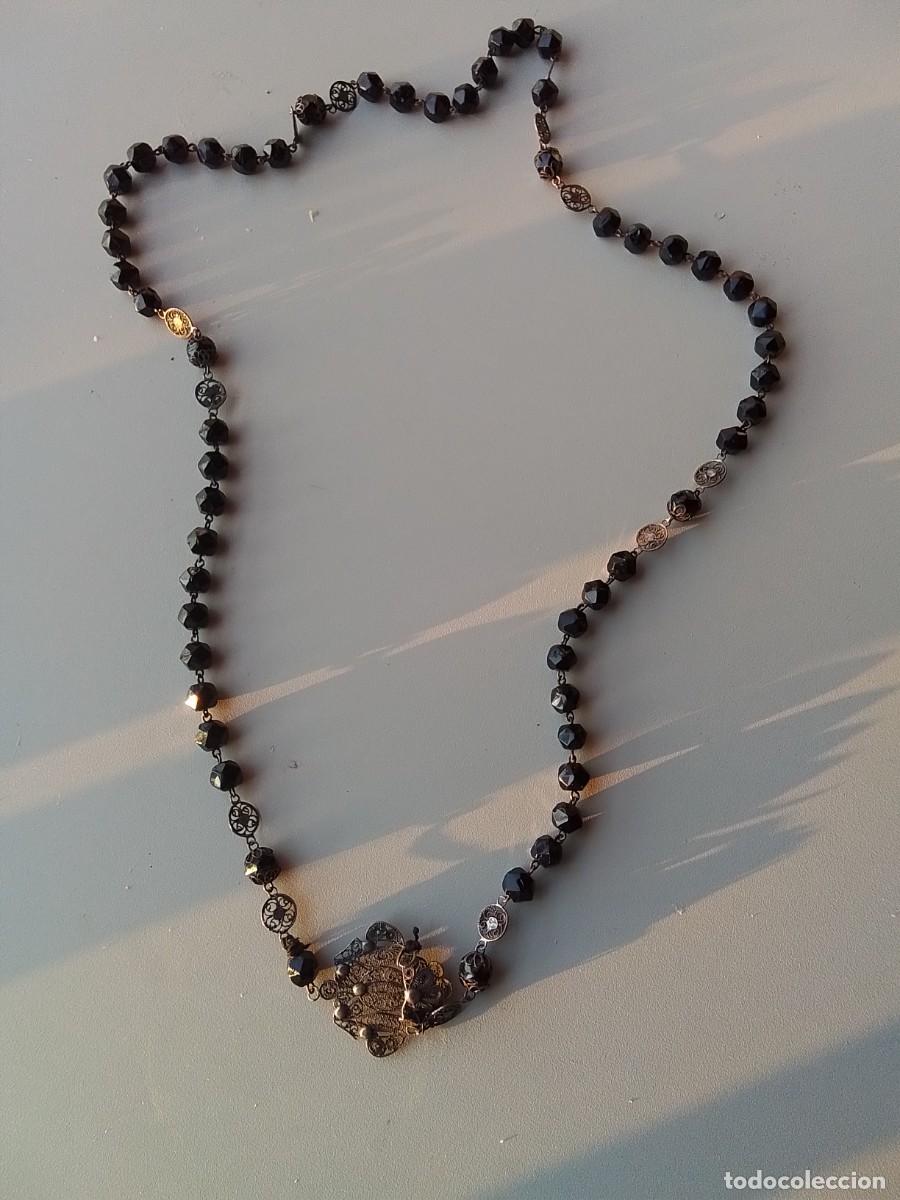 Antig&uuml;edades: Collar rosario azabache y plata. M&aacute;s de 100 a&ntilde;os