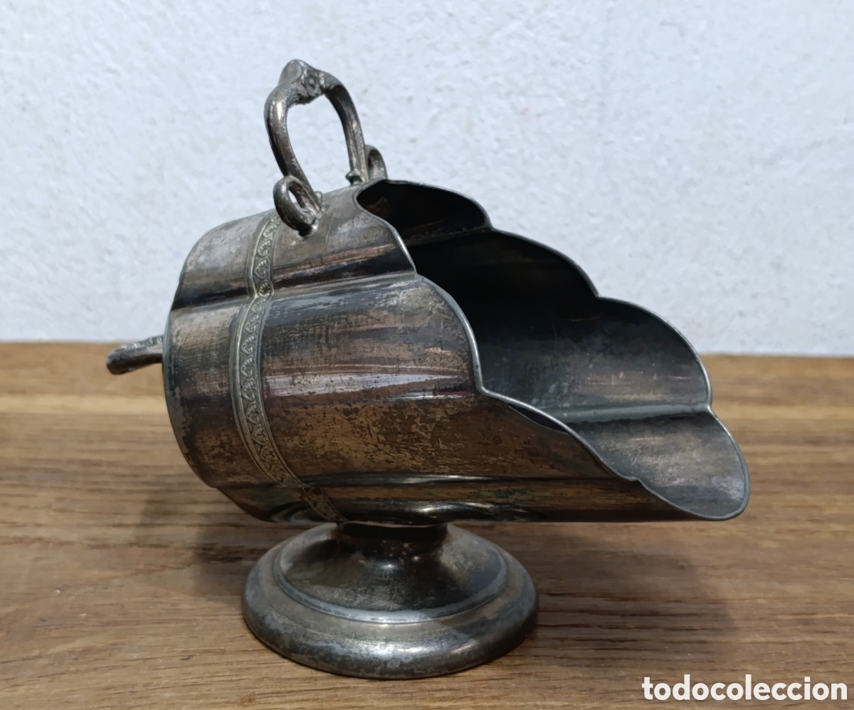 Antig&uuml;edades: ANTIGUO AZUCARERO INGL&Eacute;S CON FORMA DE CUBO DE CARB&Oacute;N, ESTILO ART DEC&Oacute;, A&Ntilde;OS 1905/1910.