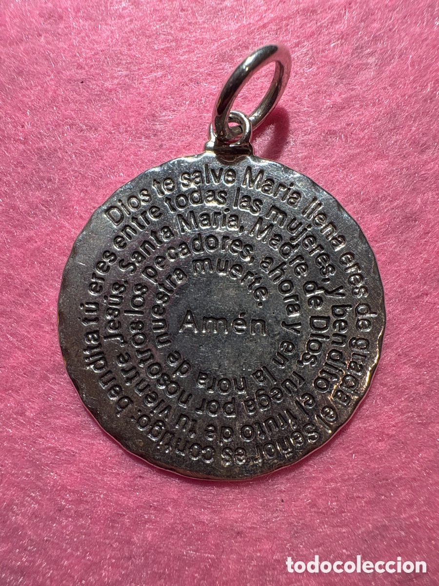 Antig&uuml;edades: 15 gramos plata de ley medalla grande religiosa oraci&oacute;n Virgen Mar&iacute;a (A4)