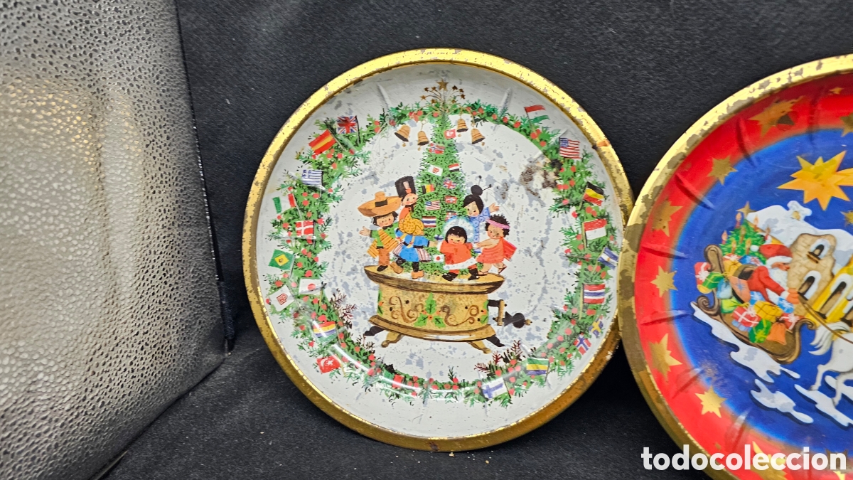 Antig&uuml;edades: Antiguos platos de chapa navide&ntilde;os - Foto 2