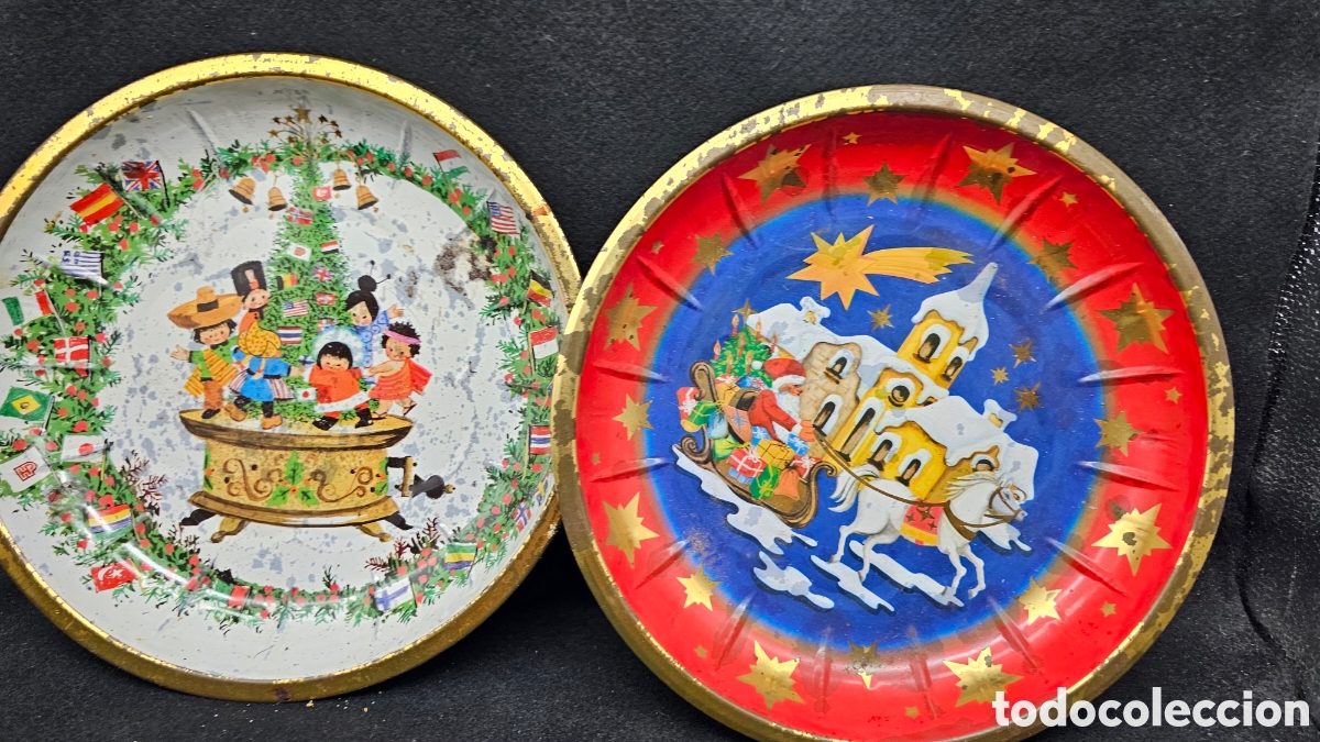 Antig&uuml;edades: Antiguos platos de chapa navide&ntilde;os - Foto 6