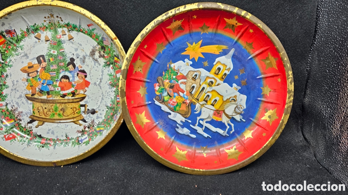 Antig&uuml;edades: Antiguos platos de chapa navide&ntilde;os - Foto 7