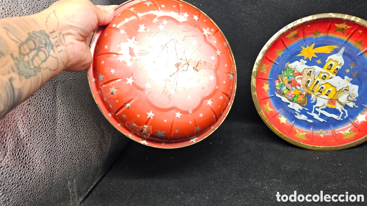 Antig&uuml;edades: Antiguos platos de chapa navide&ntilde;os - Foto 8
