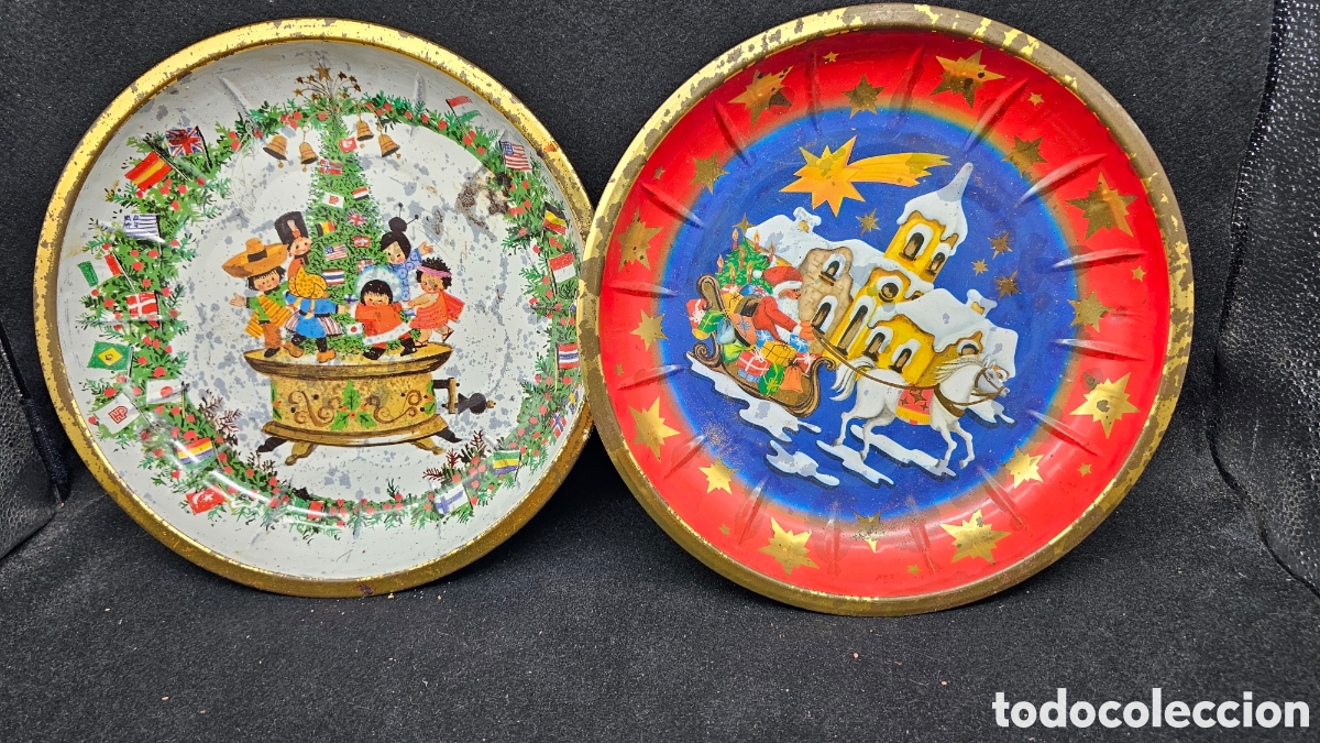 Antig&uuml;edades: Antiguos platos de chapa navide&ntilde;os