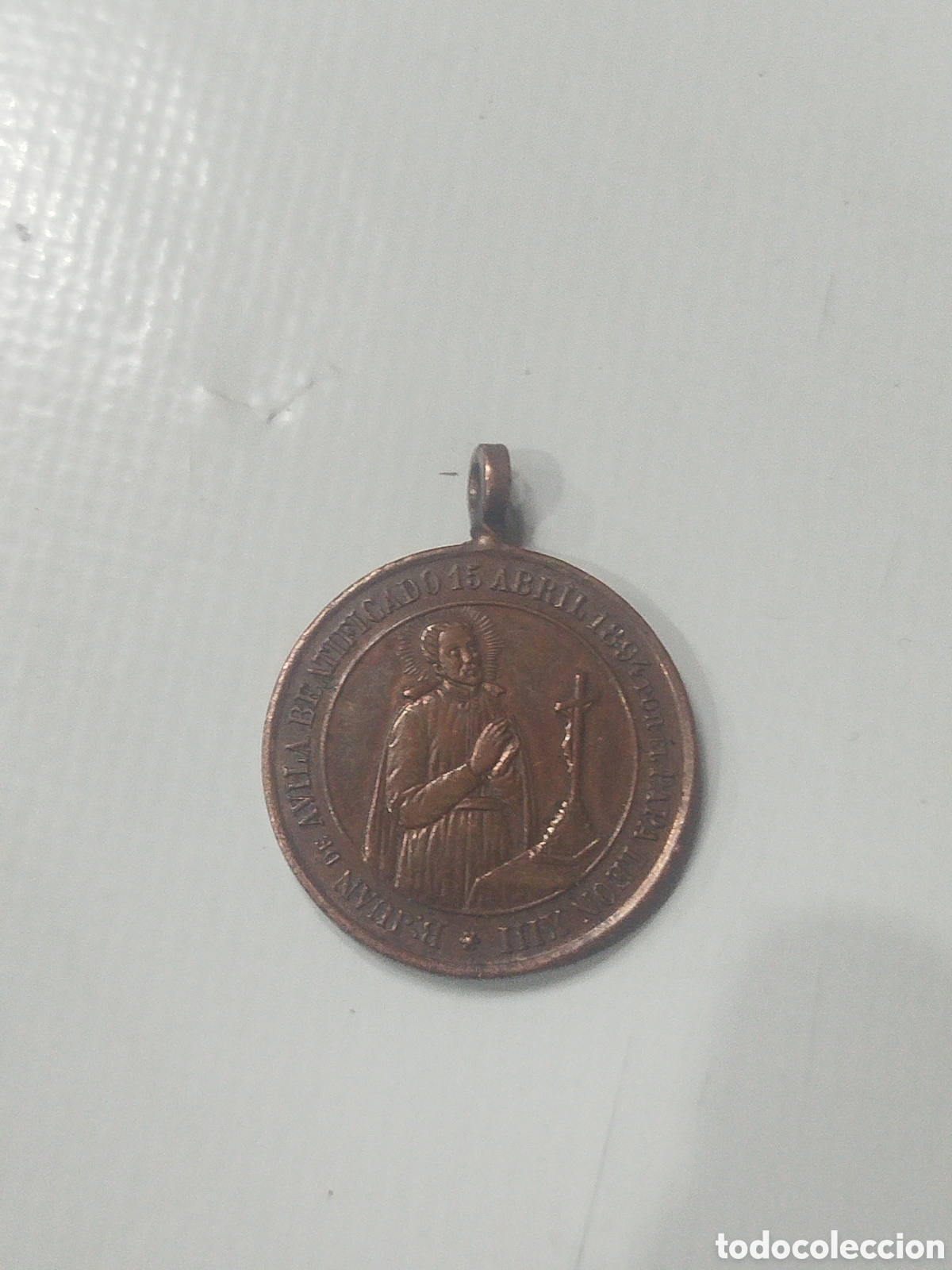 Antig&uuml;edades: MEDALLA, Beato Juan de Avila - Papa Leon XIII, Recuerdo Peregrinaci&oacute;n a Roma 1894 BEATIFICACI&Oacute;N