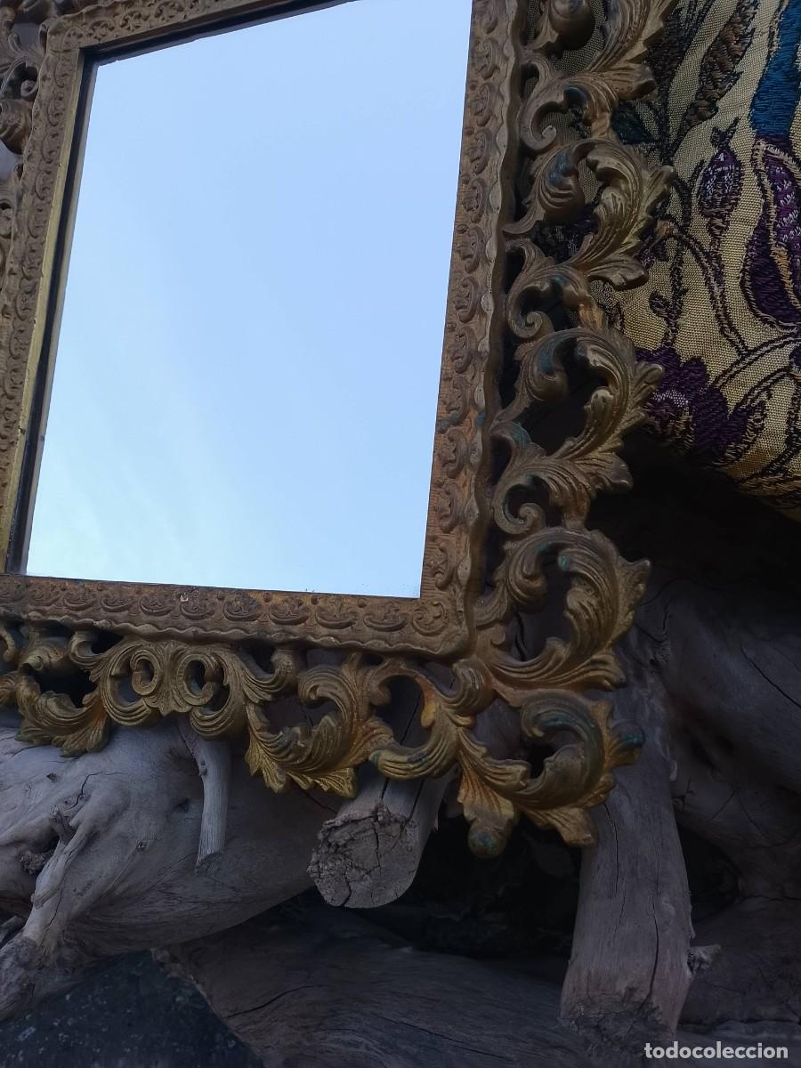 Antig&uuml;edades: Antiguo marco de bronce espejo cornucopia barroco - Foto 5