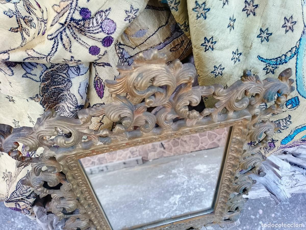 Antig&uuml;edades: Antiguo marco de bronce espejo cornucopia barroco - Foto 7