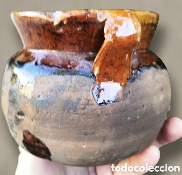 Antig&uuml;edades: OLLA - PUCHERO DE BARRO COCIDO CON ASAS - - Foto 3