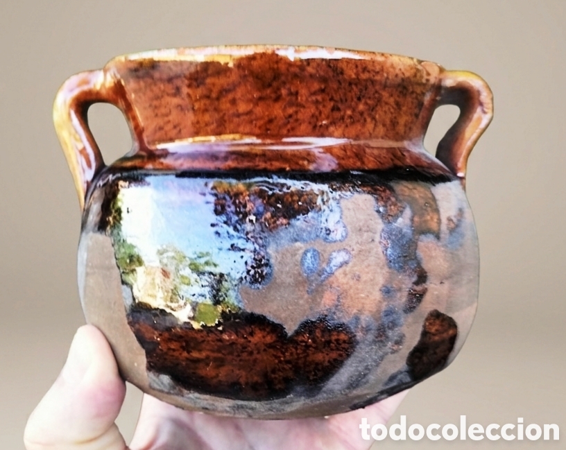 Antig&uuml;edades: OLLA - PUCHERO DE BARRO COCIDO CON ASAS -