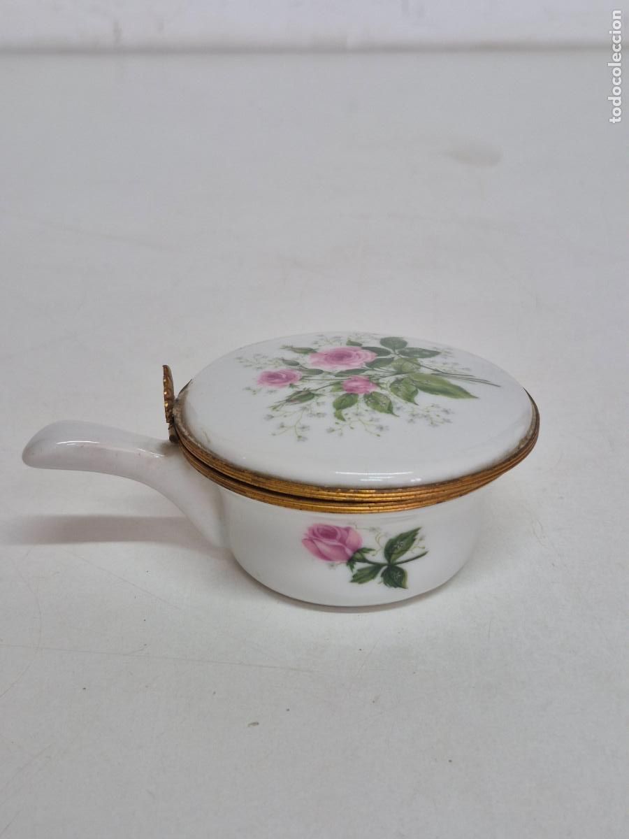 Antig&uuml;edades: Cajita, Joyero o Portajoyas - Porcelana con Mango - Sello Halga, Par&iacute;s - Vintage - A&ntilde;os 70