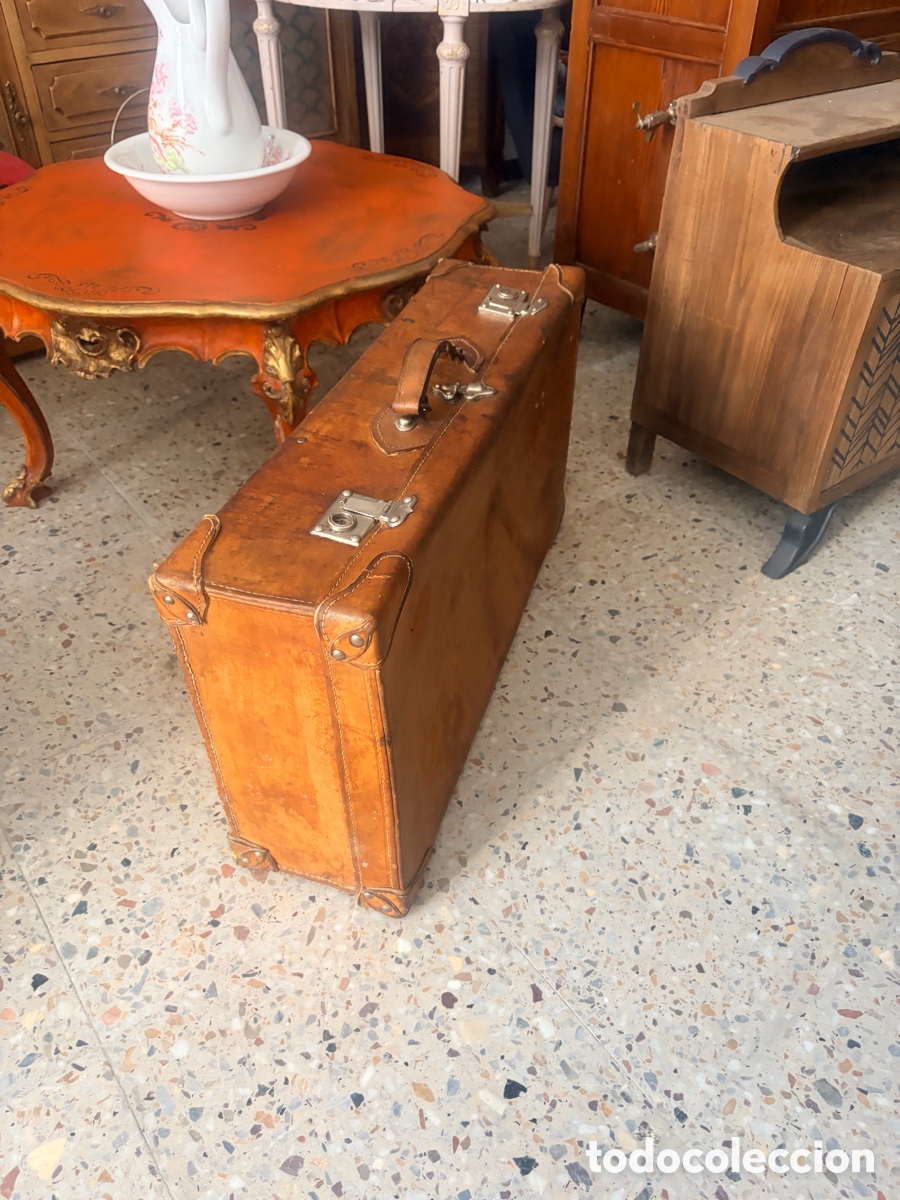 Antig&uuml;edades: Antigua maleta de piel - Foto 4