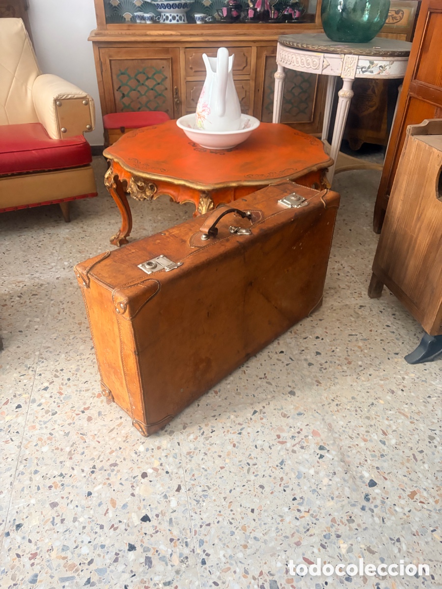 Antig&uuml;edades: Antigua maleta de piel - Foto 5