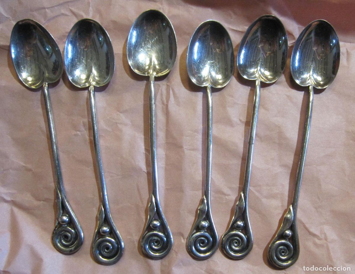 Antig&uuml;edades: JAUME MERCAD&Eacute;. JUEGO 6 CUCHARAS CAFE. ART DEC&Oacute;, HACIA 1930. CON MARCAS.