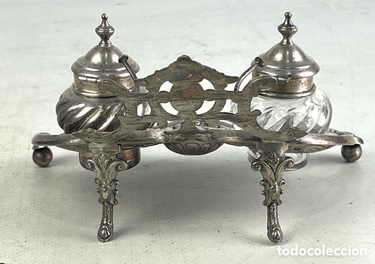 Antig&uuml;edades: ANTIGUO TINTERO EN PLATA - Foto 3
