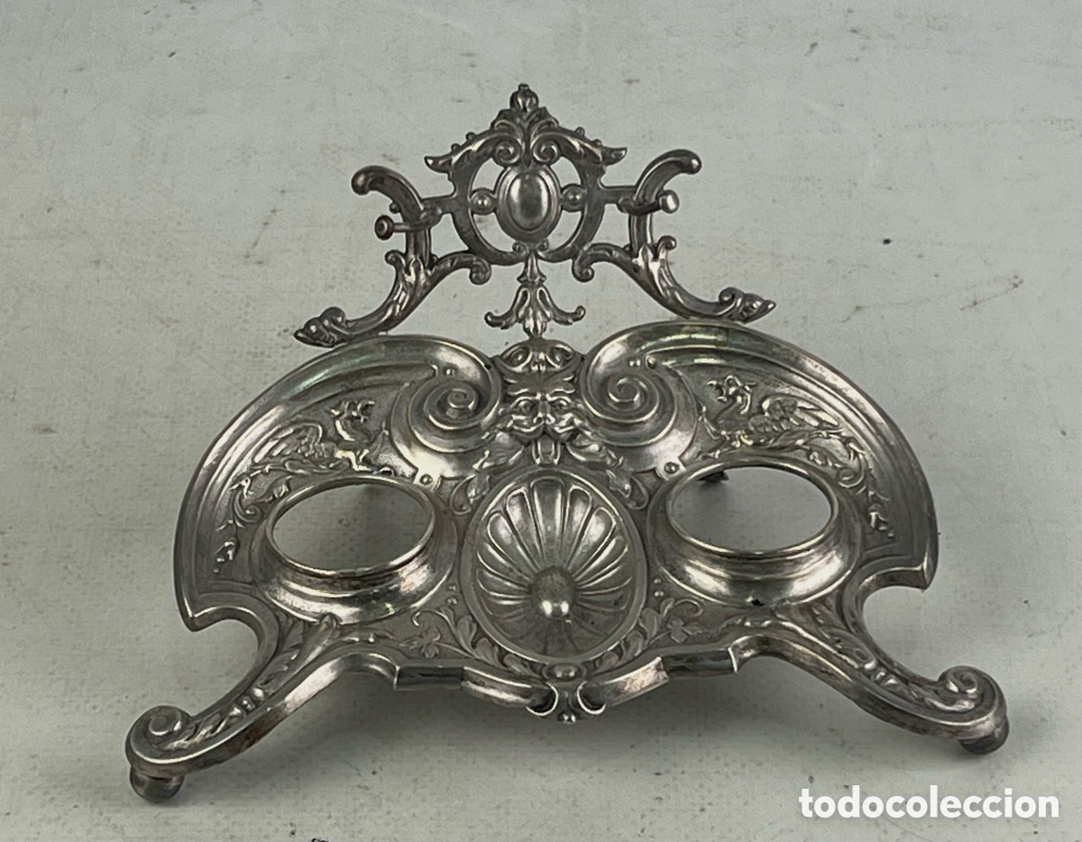 Antig&uuml;edades: ANTIGUO TINTERO EN PLATA - Foto 4