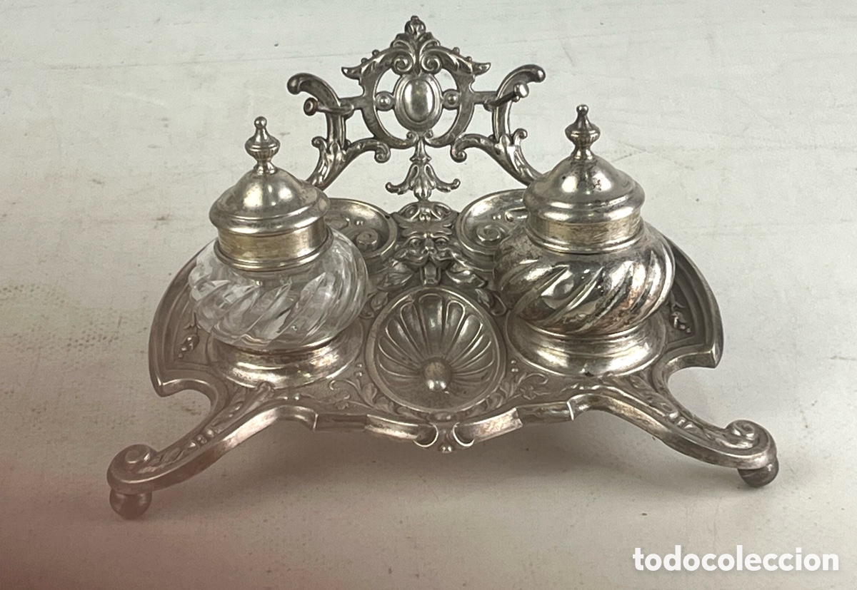 Antig&uuml;edades: ANTIGUO TINTERO EN PLATA