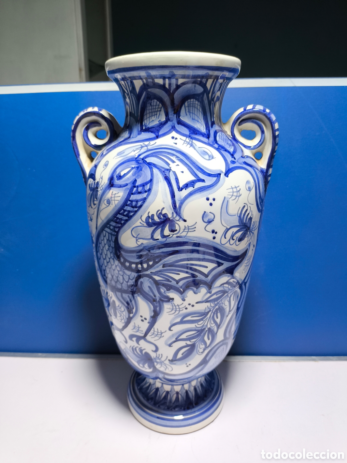 Antig&uuml;edades: &Aacute;nfora o jarr&oacute;n antiguo cer&aacute;mica talavera 41.5 cm
