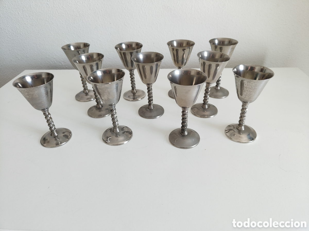 Antig&uuml;edades: Lote 12 Copas Vintage Lat&oacute;n Plateado E.P. Brass Roma S.L. Madrid (A&ntilde;os 70)