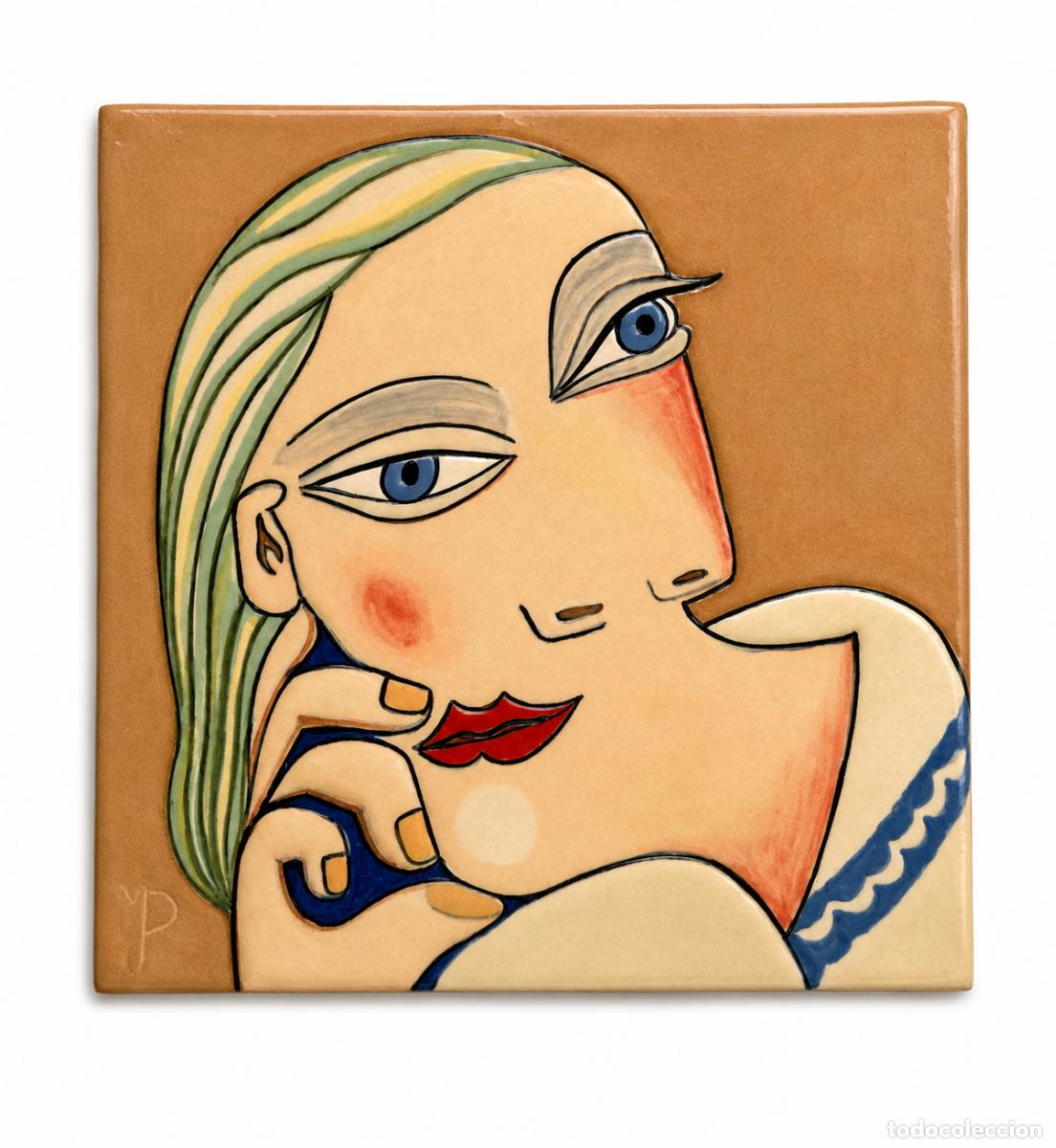 Antiguidades: Azulejo de Cer&aacute;mica - Marie-Th&eacute;r&egrave;se Accoud&eacute;e, 1939 Pablo Picasso - Firma del Ceramista