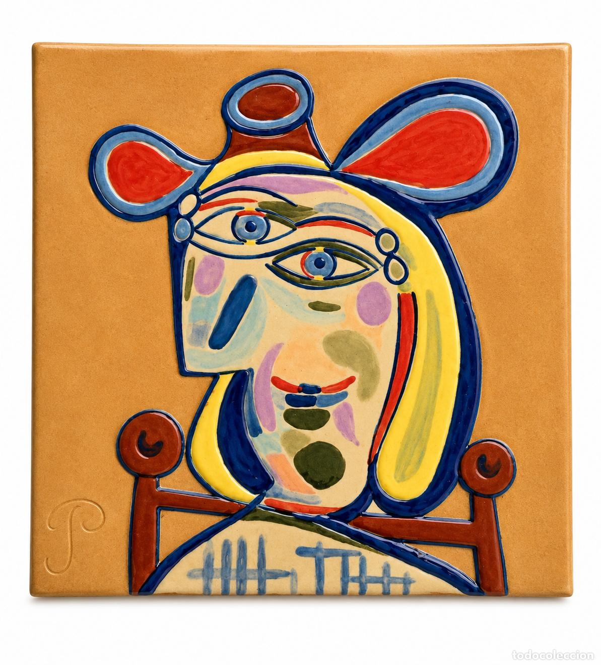 Antiguidades: Azulejo de Cer&aacute;mica - Marie-Th&eacute;r&egrave;se Accoud&eacute;e, 1939 Pablo Picasso - Firma del Ceramista