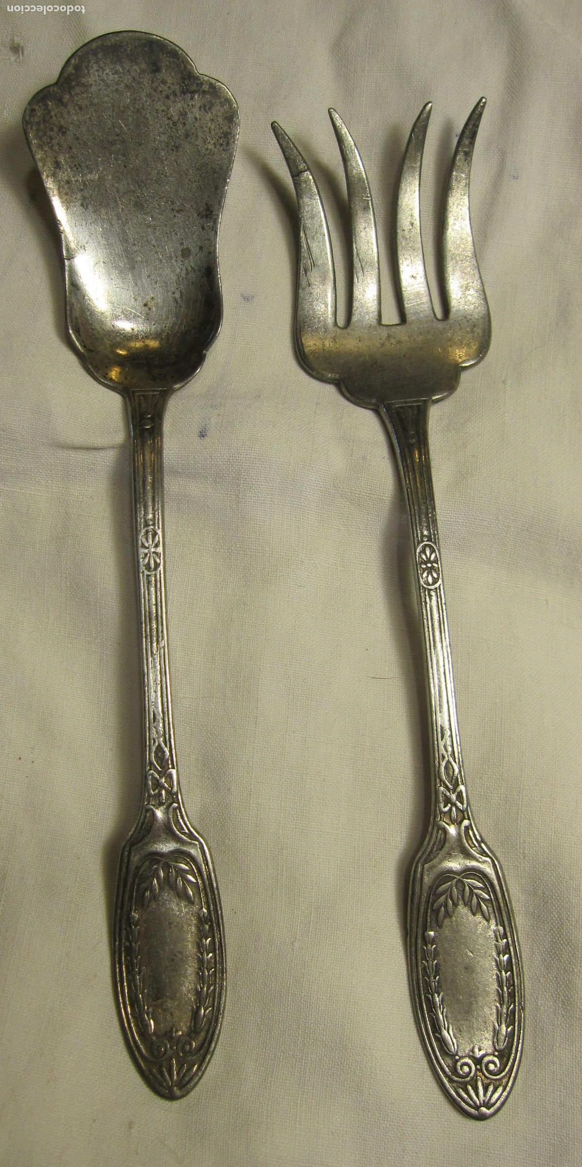 Antig&uuml;edades: CUBIERTOS DE SERVIR POSTRES. HACIA 1900. METAL PLATEADO