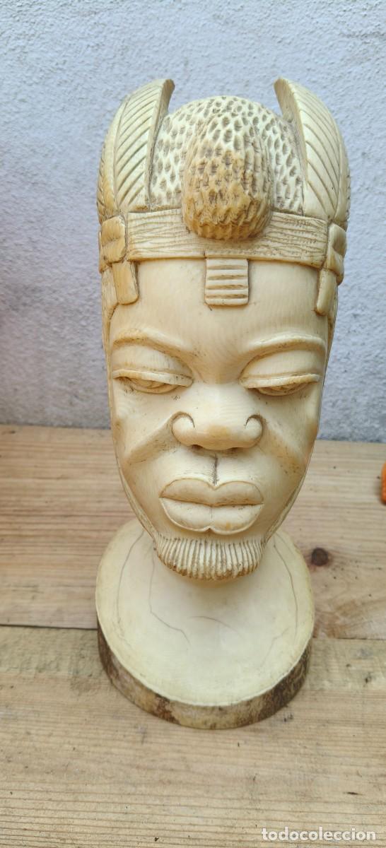 Antig&uuml;edades: ANTIGUO BUSTO MARFIL AFRICA 30CM
